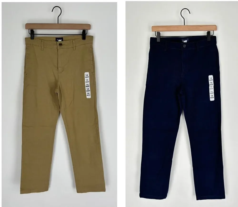 The Childrens Place Boys Uniform Stretch Chino Pants Set Of 2 Flax Tidal Size 14
